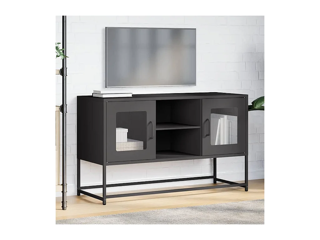 Meuble TV noir 100,5x39x60,5 cm acier