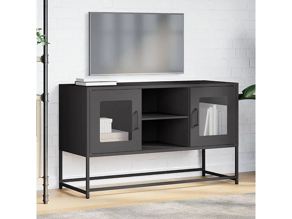 Meuble TV noir 100,5x39x60,5 cm acier