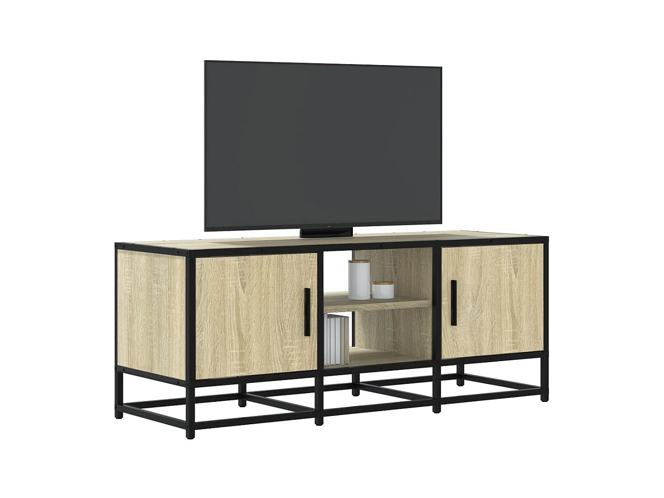 Meuble TV chêne sonoma 100x35x41 cm bois d'ingénierie et métal