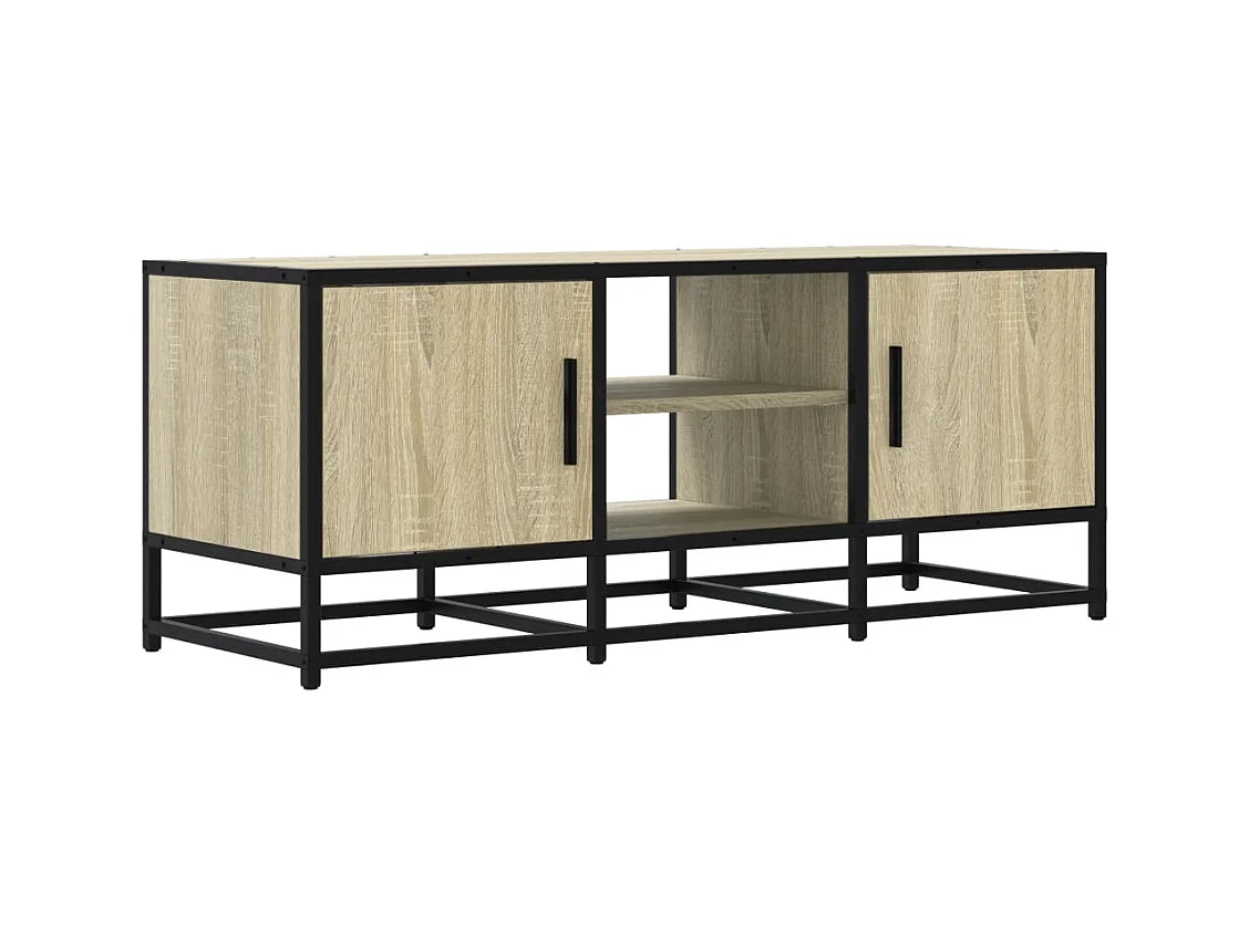 Meuble TV chêne sonoma 100x35x41 cm bois d'ingénierie et métal