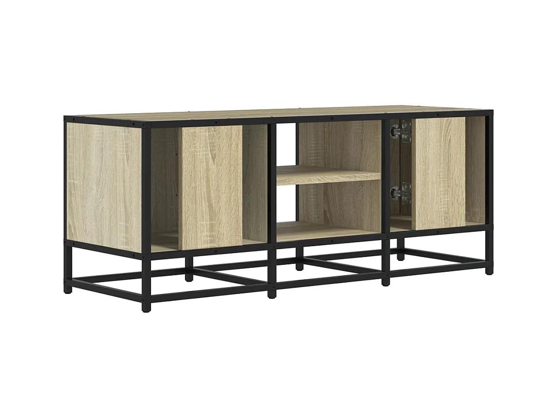 Meuble TV chêne sonoma 100x35x41 cm bois d'ingénierie et métal