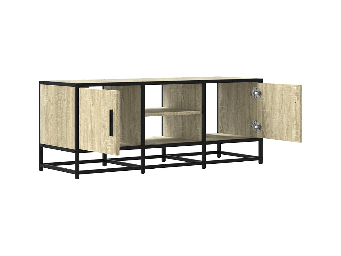 Meuble TV chêne sonoma 100x35x41 cm bois d'ingénierie et métal