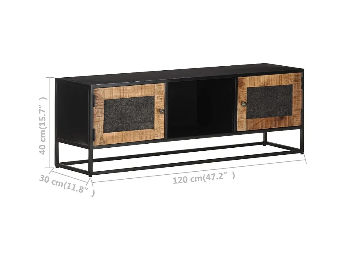 Mueble para TV de madera maciza de mango rugosa 120x30x40 cm