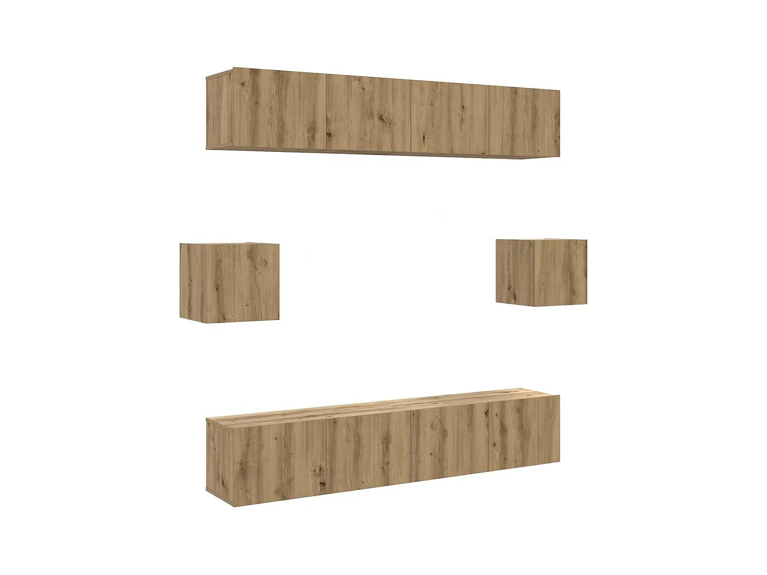 Conjunto de armário TV parede 6 pcs madeira carvalho artisiano