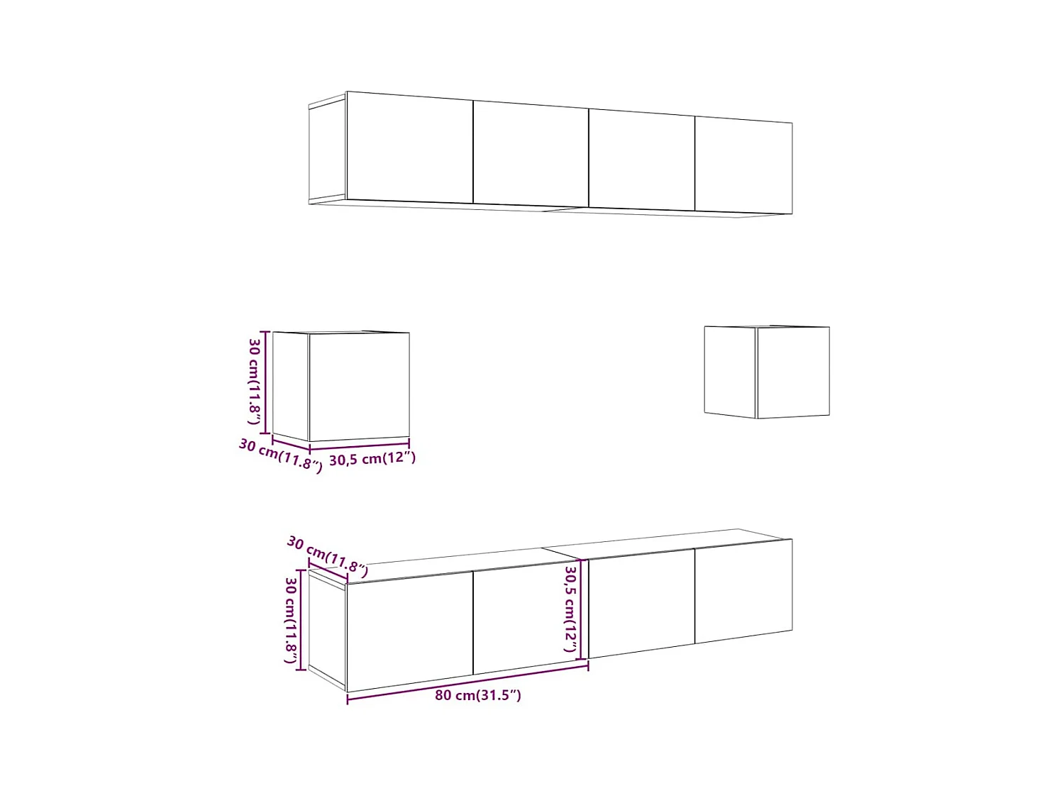 Conjunto de armário TV parede 6 pcs madeira carvalho artisiano