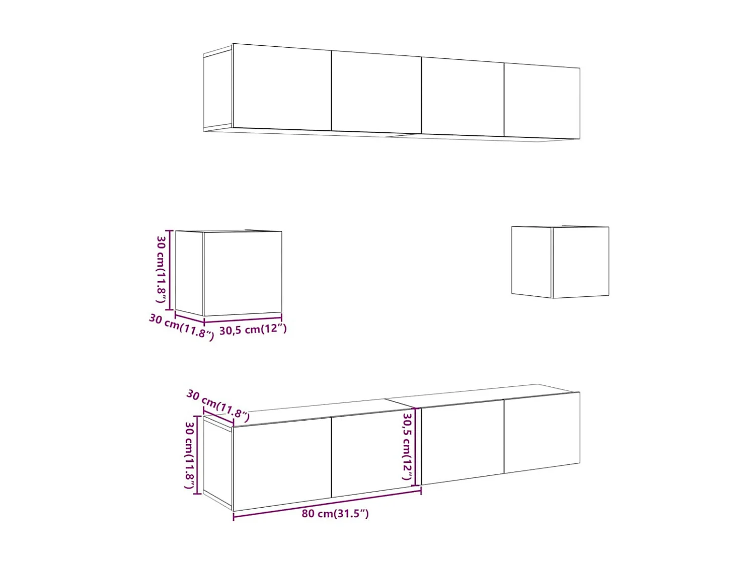Ensemble de meuble TV mural 6 pcs chêne artisanal