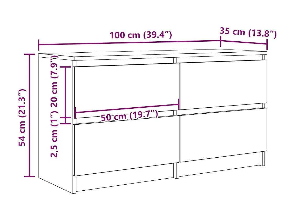 TV-Schrank Betongrau 100x35x54 cm Holzwerkstoff
