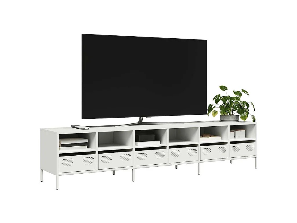 Mueble para TV acero laminado en frío blanco 202x39x43,5 cm