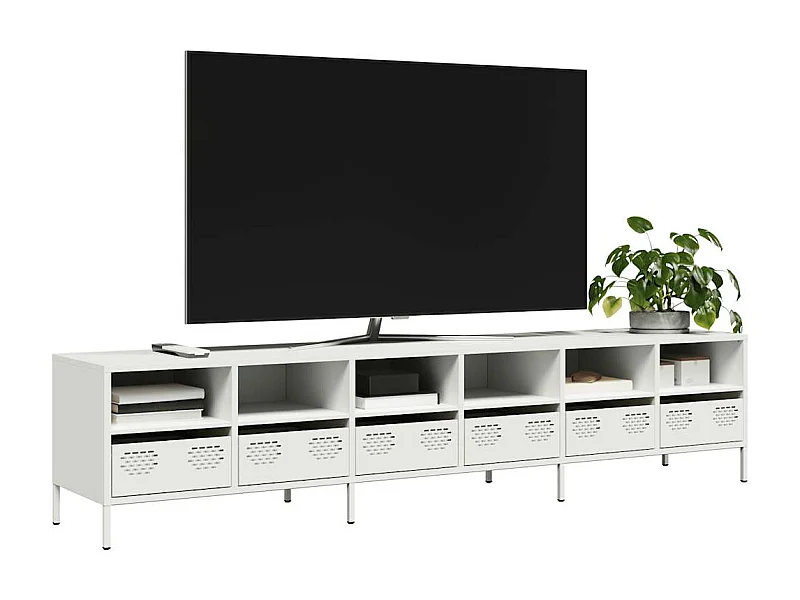 TV-Schrank Weiß 202x39x43,5 cm Kaltgewalzter Stahl