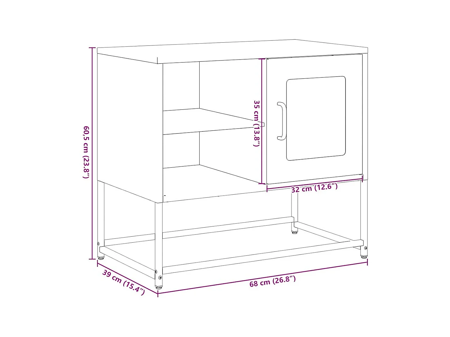 Meuble TV vert olive 68x39x60,5 cm acier
