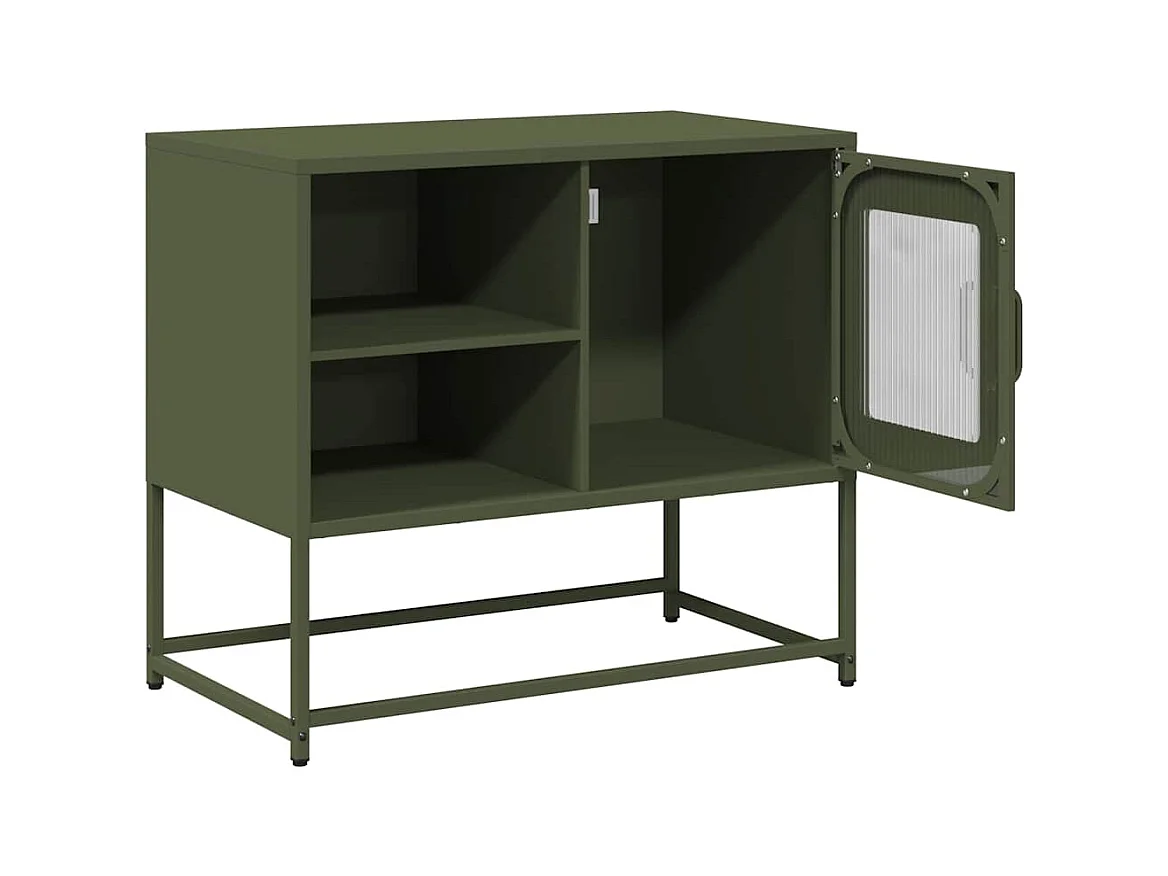 Meuble TV vert olive 68x39x60,5 cm acier