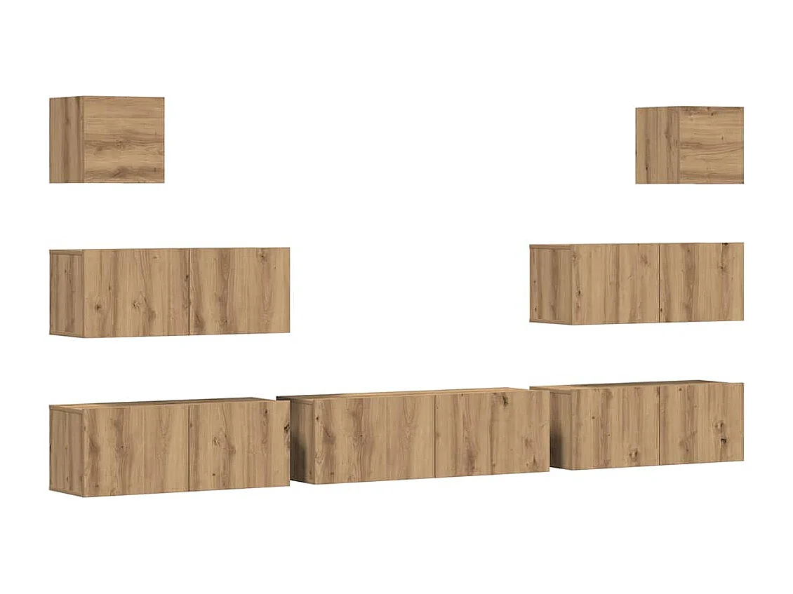 Conjunto de armário de TV 7 peças montado na parede