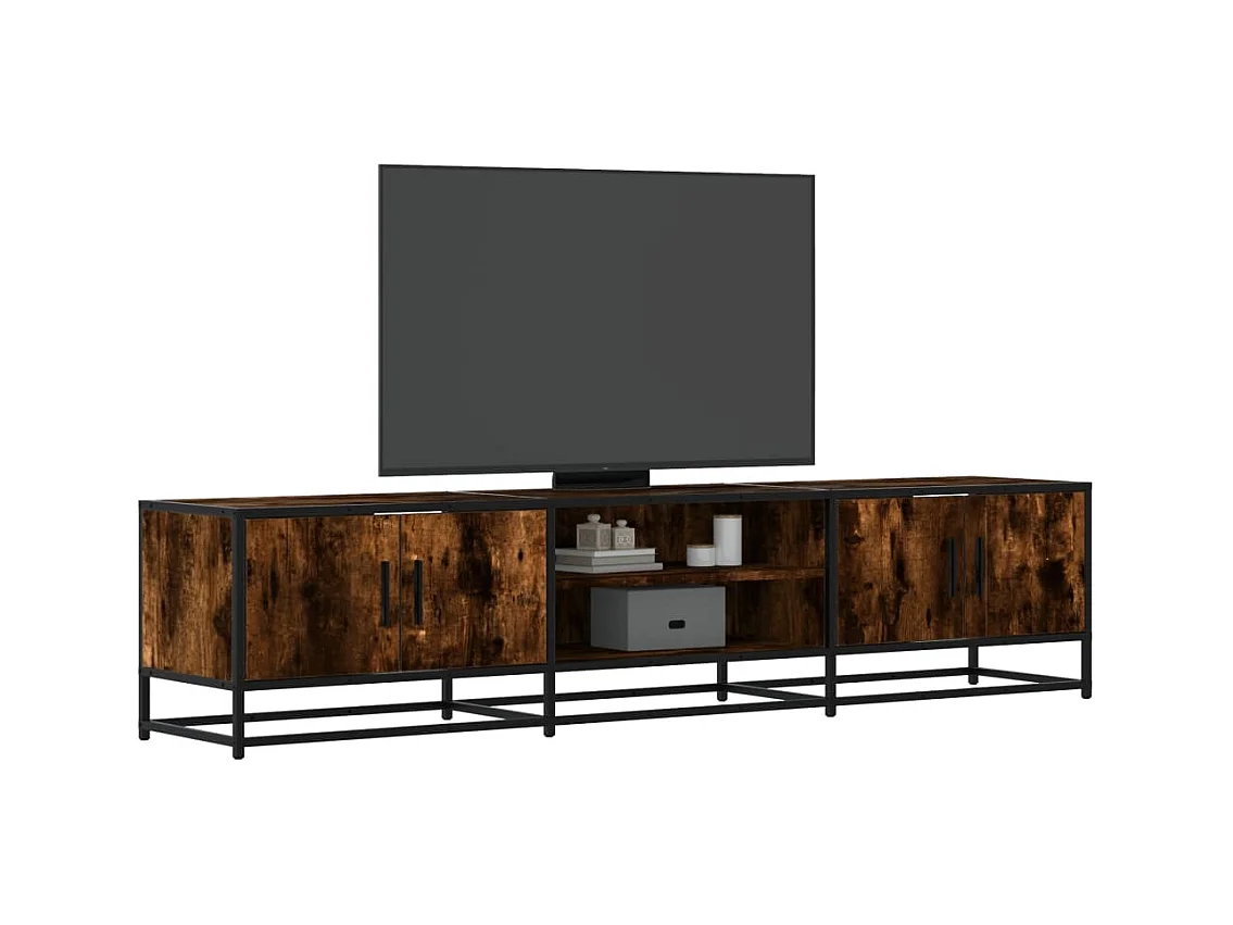 Meuble TV chêne fumé 180x35x41 cm bois d'ingénierie