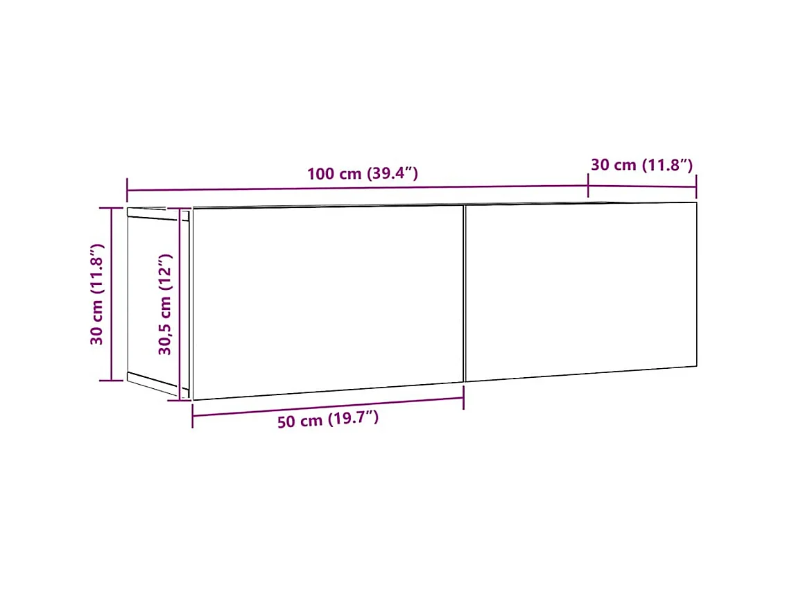 Móveis de parede para TV 2 pcs 100x30x30 cm carvalho artisiano