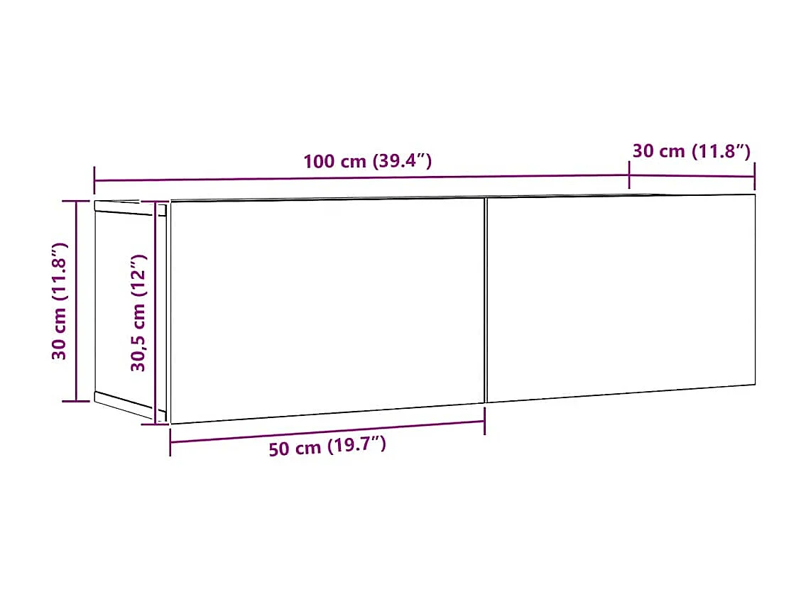 Móveis de parede para TV 2 pcs 100x30x30 cm carvalho artisiano