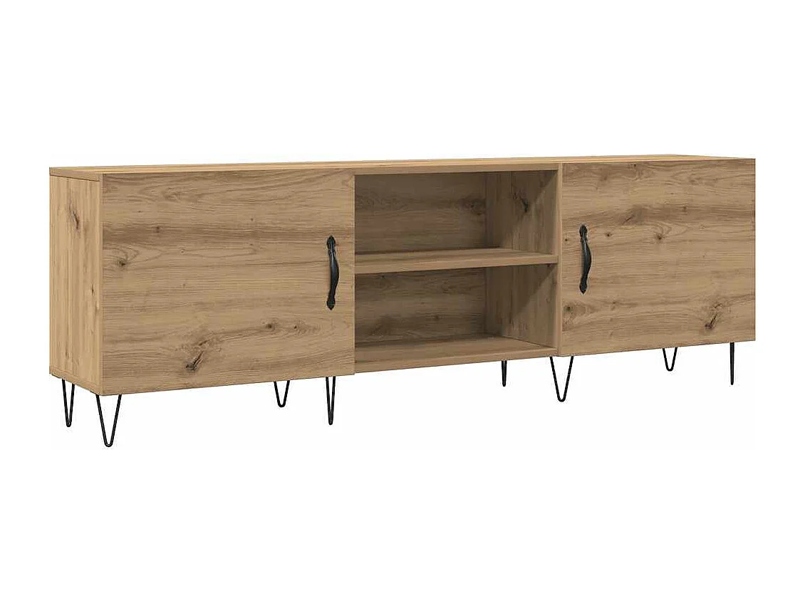 Meuble TV chêne artisanal 150x30x50 cm bois d'ingénierie