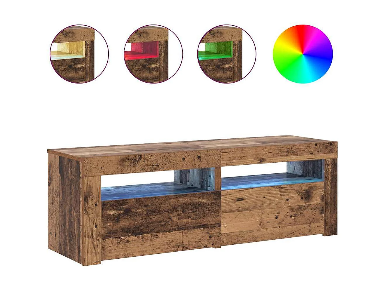 TV-Schrank mit LED Altholz-Optik 120x35x40 cm Holzwerkstoff