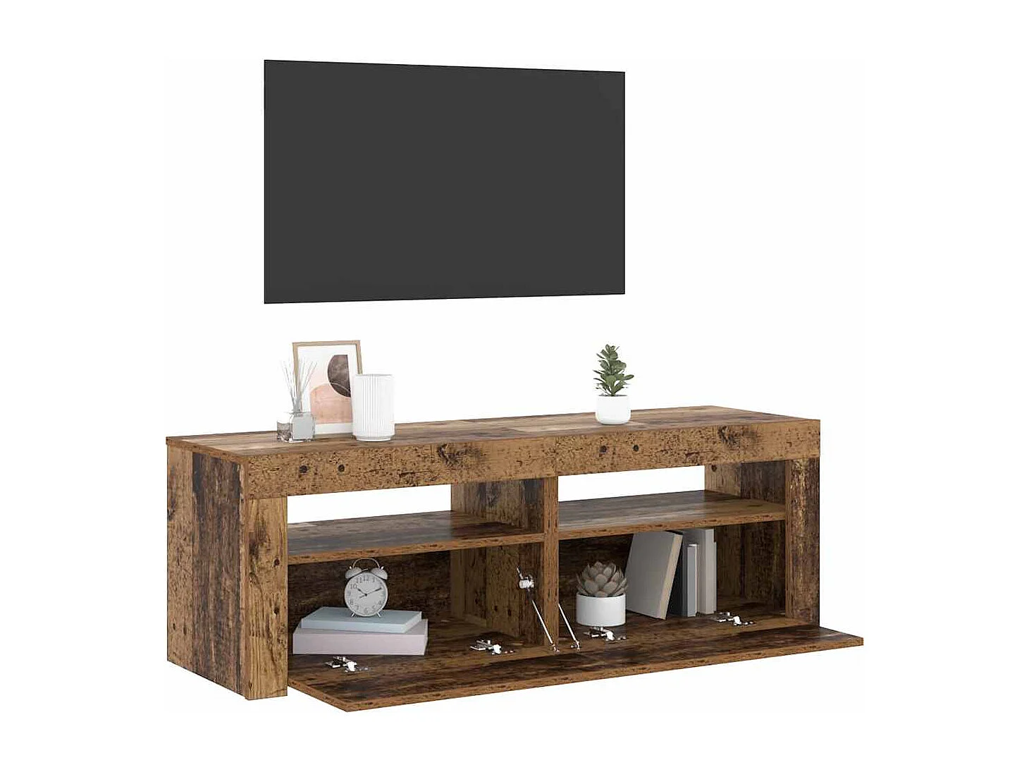 TV-Schrank mit LED Altholz-Optik 120x35x40 cm Holzwerkstoff