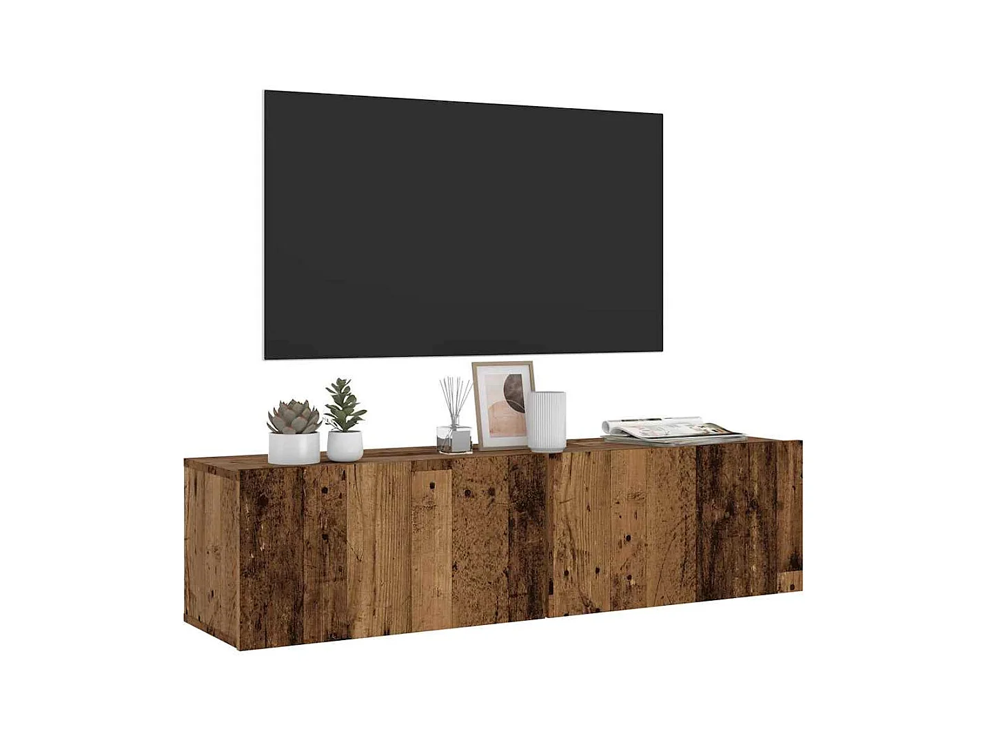 Meuble TV mural vieux bois 120x30x30 cm bois d'ingénierie