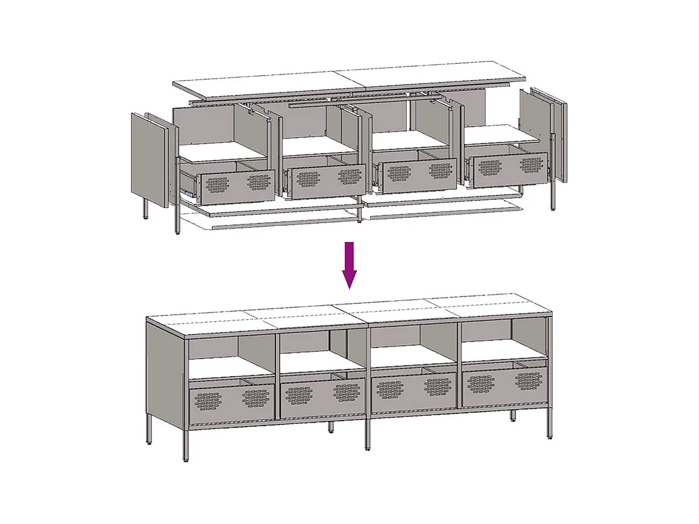 TV-Schrank Rosa 135x39x43,5 cm Kaltgewalzter Stahl