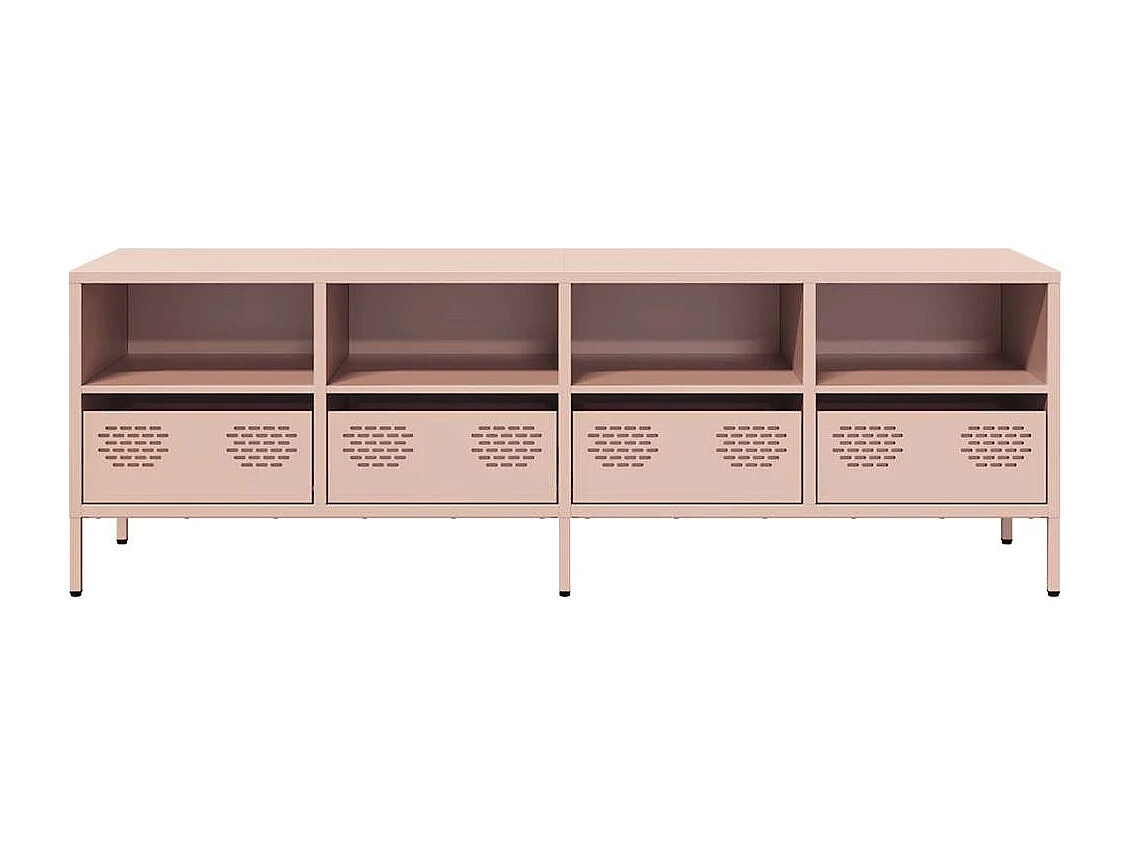 Meuble TV rose 135x39x43,5 cm acier laminé à froid