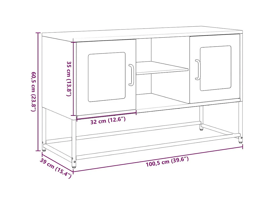 TV-Schrank Weiß 100,5x39x60,5 cm Stahl