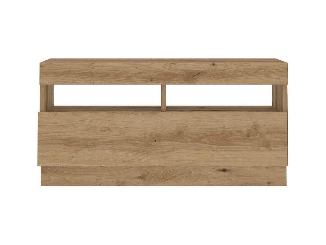 Meuble TV avec lumières LED chêne artisanal bois d'ingénierie