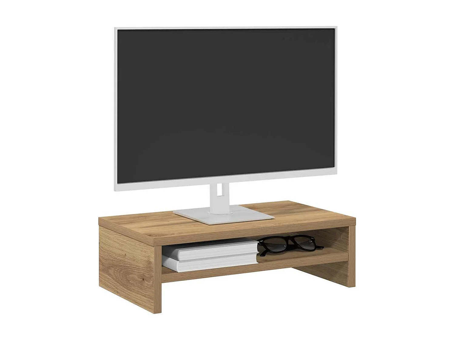 Support de moniteur chêne artisanal 42x24x13 cm bois ingénierie