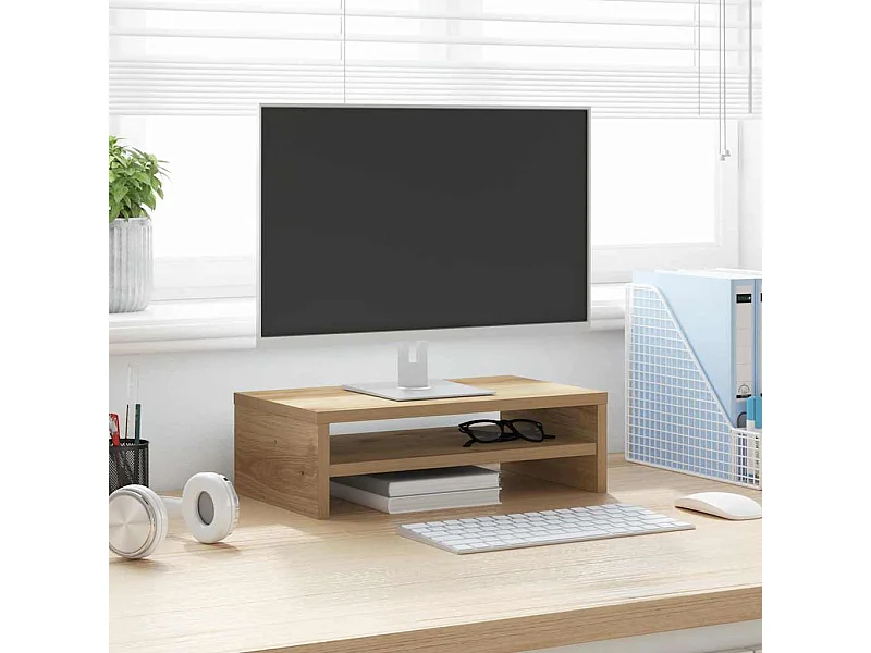 Support de moniteur chêne artisanal 42x24x13 cm bois ingénierie
