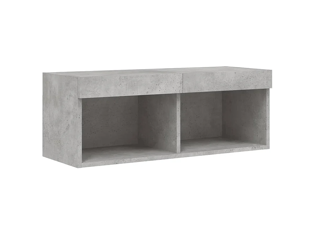 Unités murales TV avec LED 4 pcs gris béton bois d'ingénierie