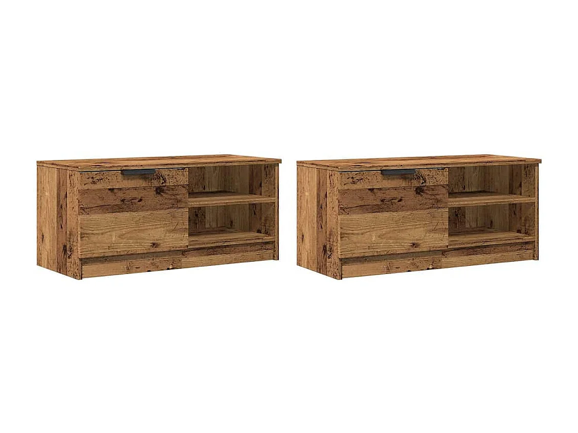 TV-Schränke 2 Stk. Altholz-Optik 80x35x36,5 cm Holzwerkstoff