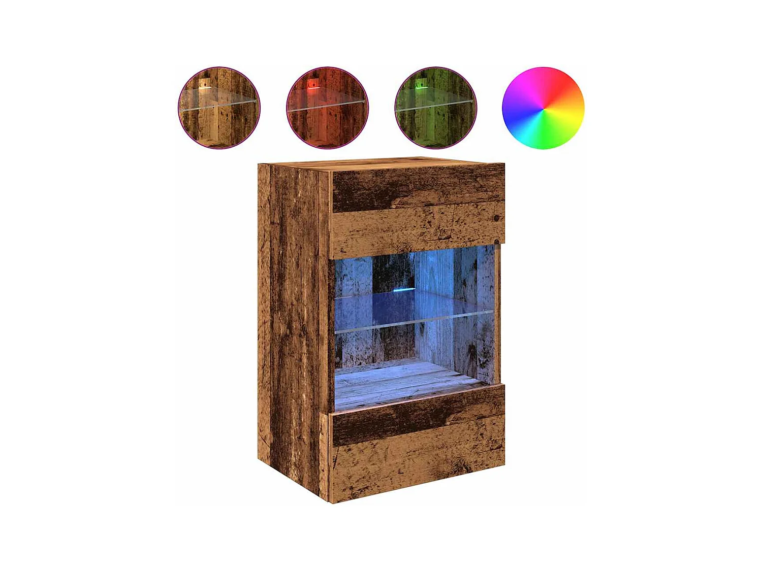 Wandschränke mit LED-Leuchten für TV 2 Stk. Altholz-Optik