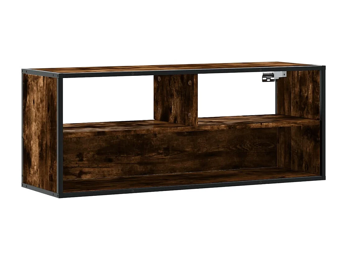 Mueble TV metal y madera contrachapada roble humo 100x31x39,5cm