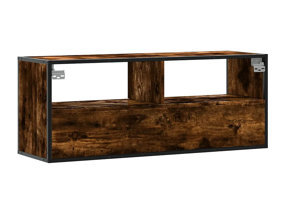 Mueble TV metal y madera contrachapada roble humo 100x31x39,5cm