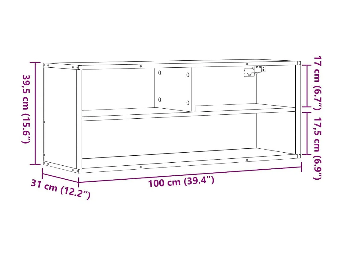 Mueble TV metal y madera contrachapada roble humo 100x31x39,5cm