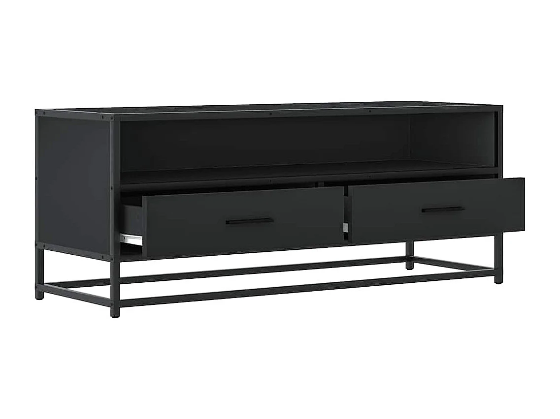 Tv-meubel 100x34,5x40 cm bewerkt hout en metaal zwart