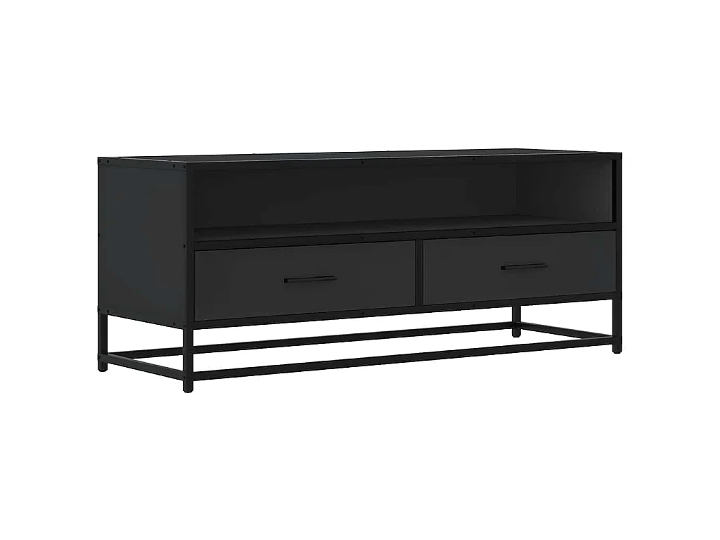 Meuble TV noir 100x34,5x40 cm bois d'ingénierie et métal