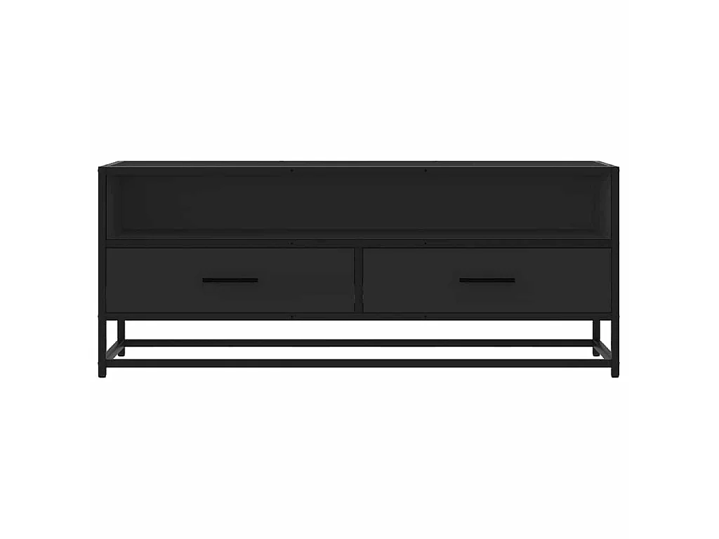 Meuble TV noir 100x34,5x40 cm bois d'ingénierie et métal