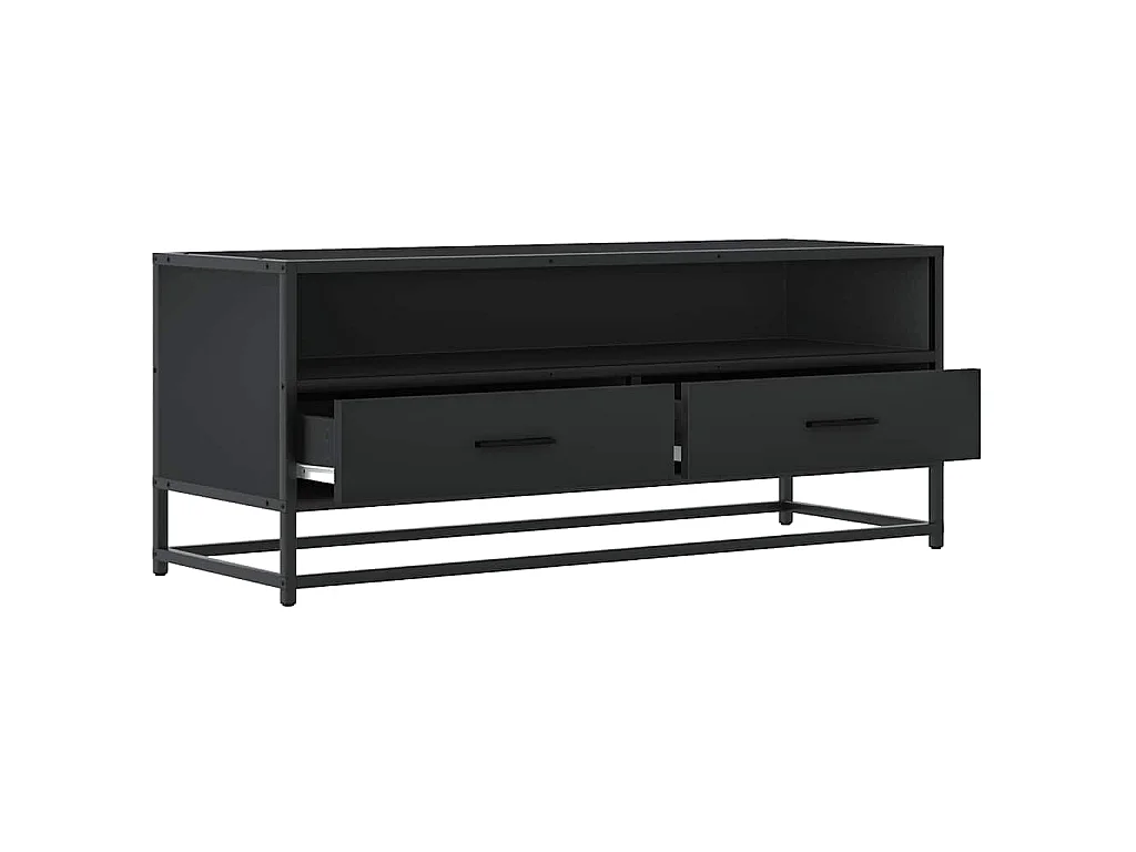 Meuble TV noir 100x34,5x40 cm bois d'ingénierie et métal