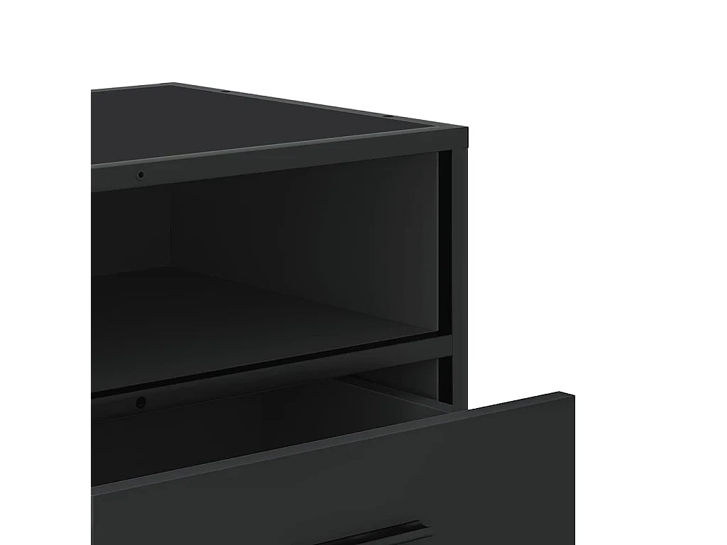 Meuble TV noir 100x34,5x40 cm bois d'ingénierie et métal