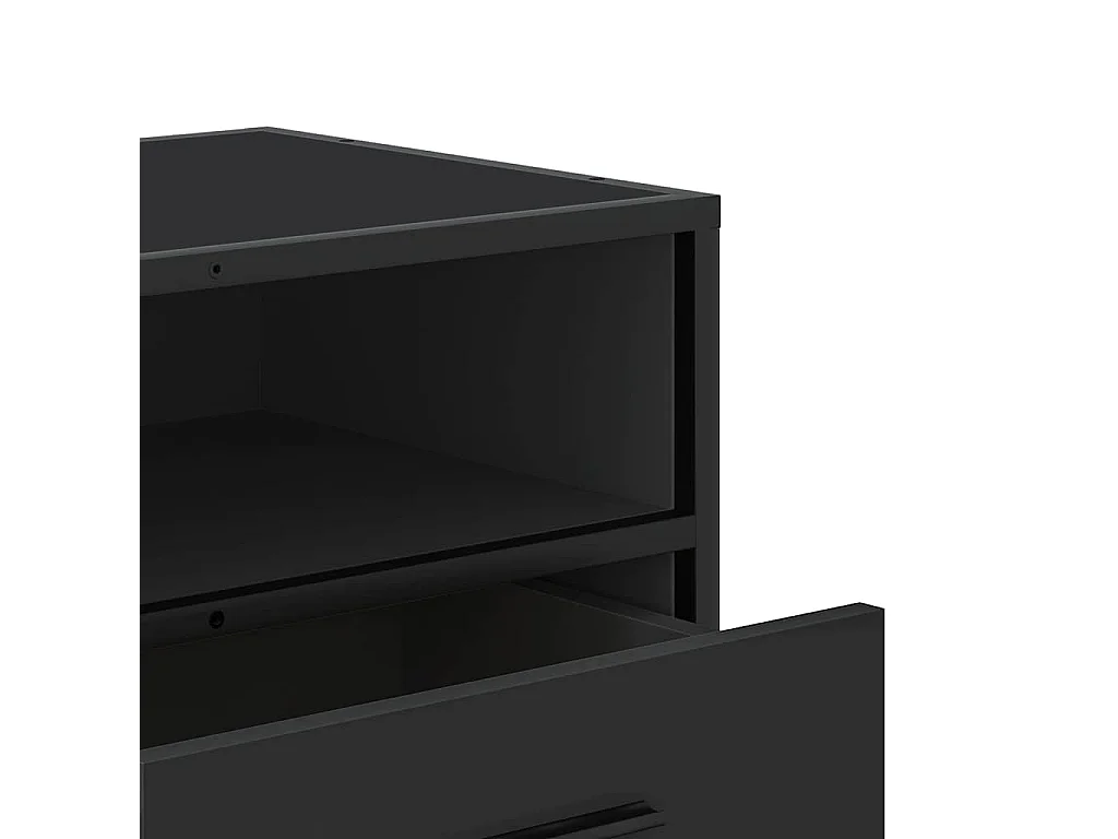 Meuble TV noir 100x34,5x40 cm bois d'ingénierie et métal