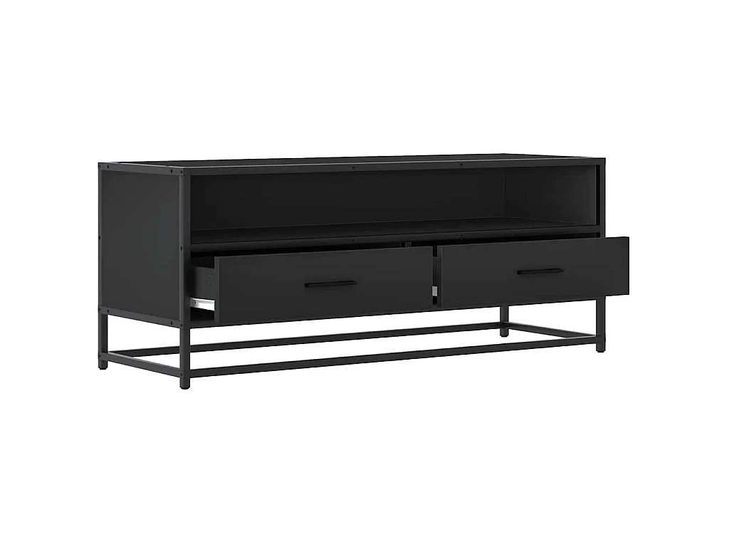 Meuble TV noir 100x34,5x40 cm bois d'ingénierie et métal
