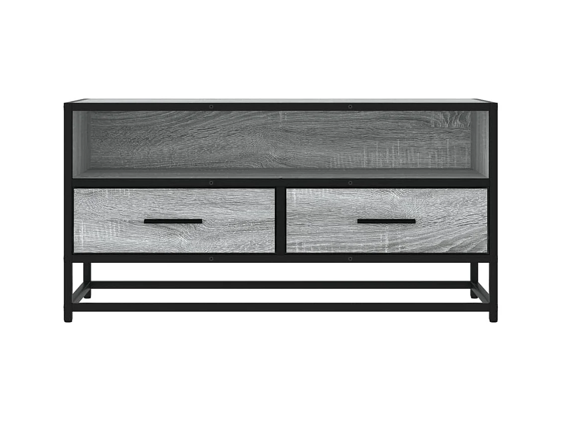 Mobile TV Grigio Sonoma 80x34,5x40 cm Legno Multistrato Metallo