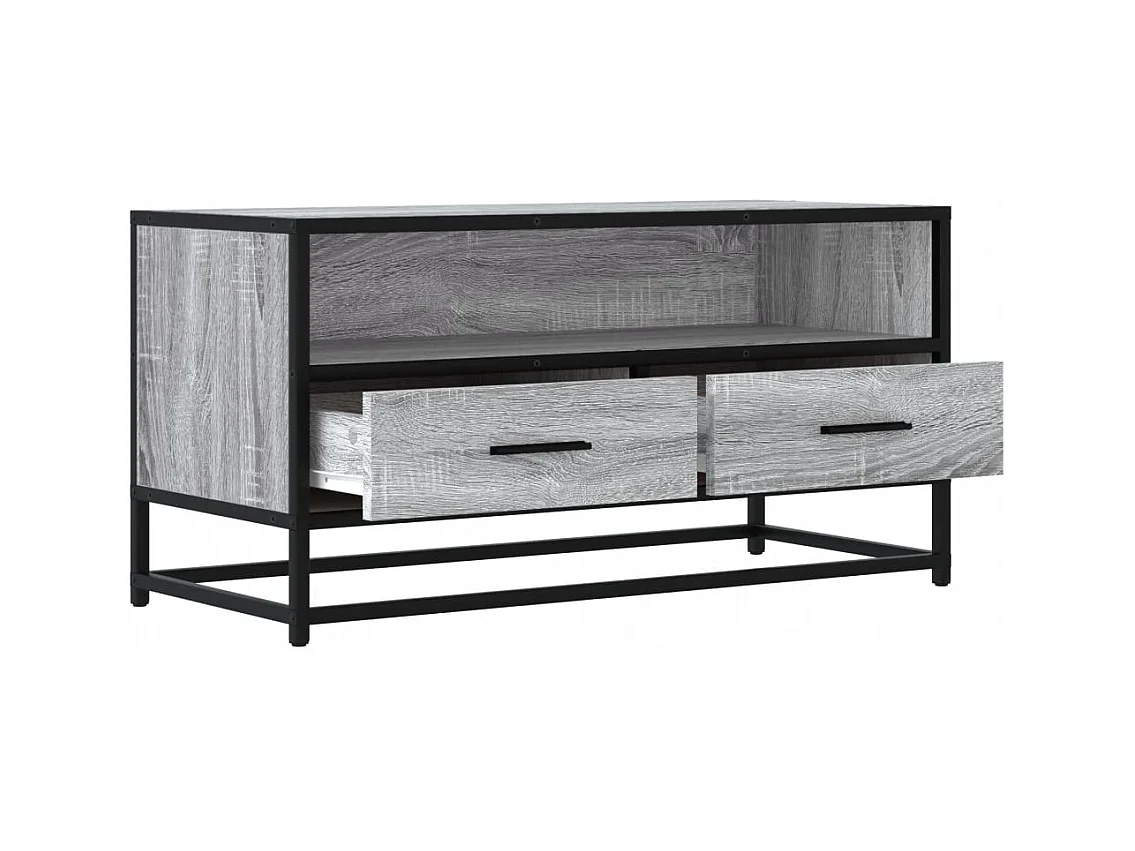 Mobile TV Grigio Sonoma 80x34,5x40 cm Legno Multistrato Metallo