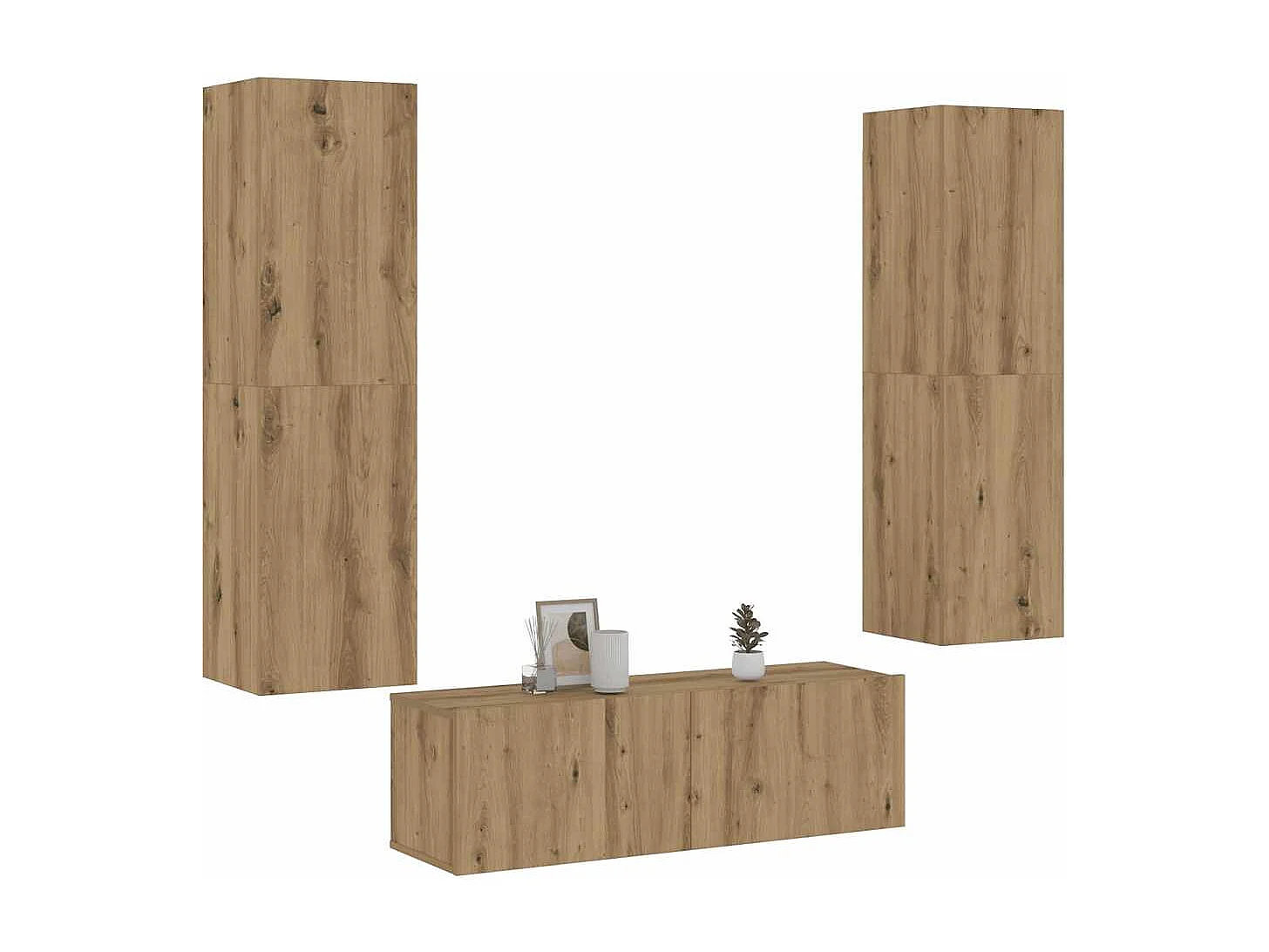 Meubles TV muraux 3 pcs chêne artisanal bois d'ingénierie