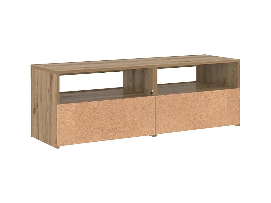 Meuble TV avec lumières LED chêne artisanal bois d'ingénierie