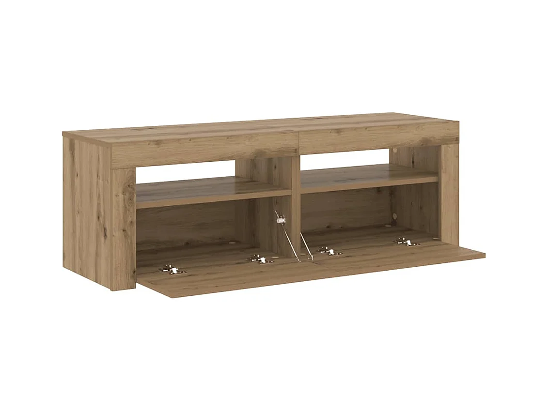 Meuble TV avec lumières LED chêne artisanal bois d'ingénierie