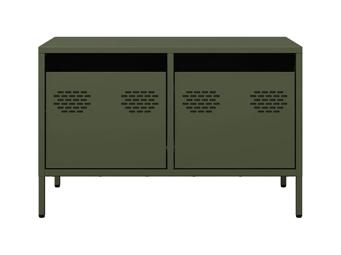Meuble TV vert olive 68x39x43,5 cm acier laminé à froid