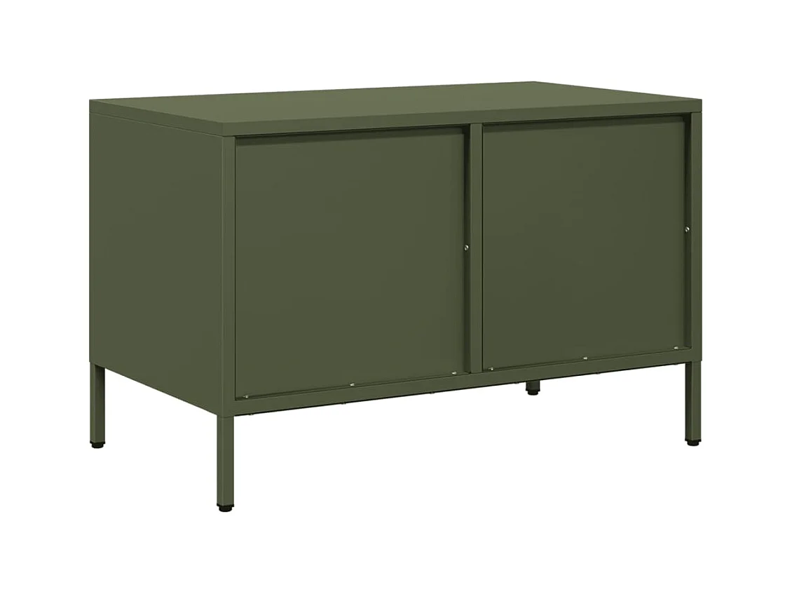 Meuble TV vert olive 68x39x43,5 cm acier laminé à froid
