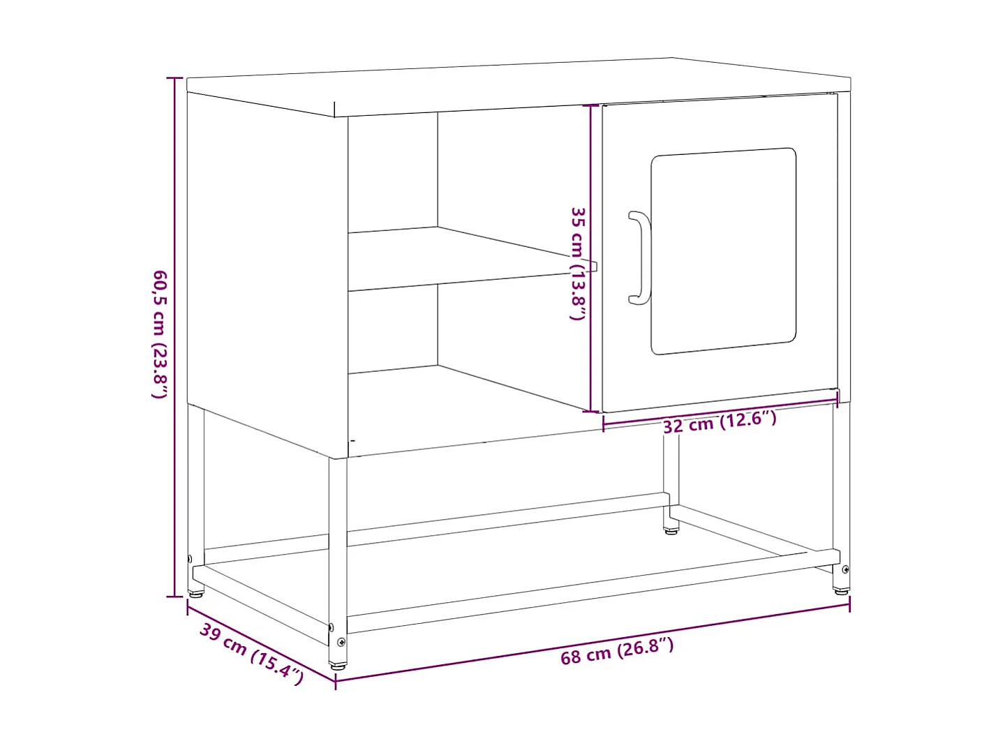 TV-Schrank Weiß 68x39x60,5 cm Stahl